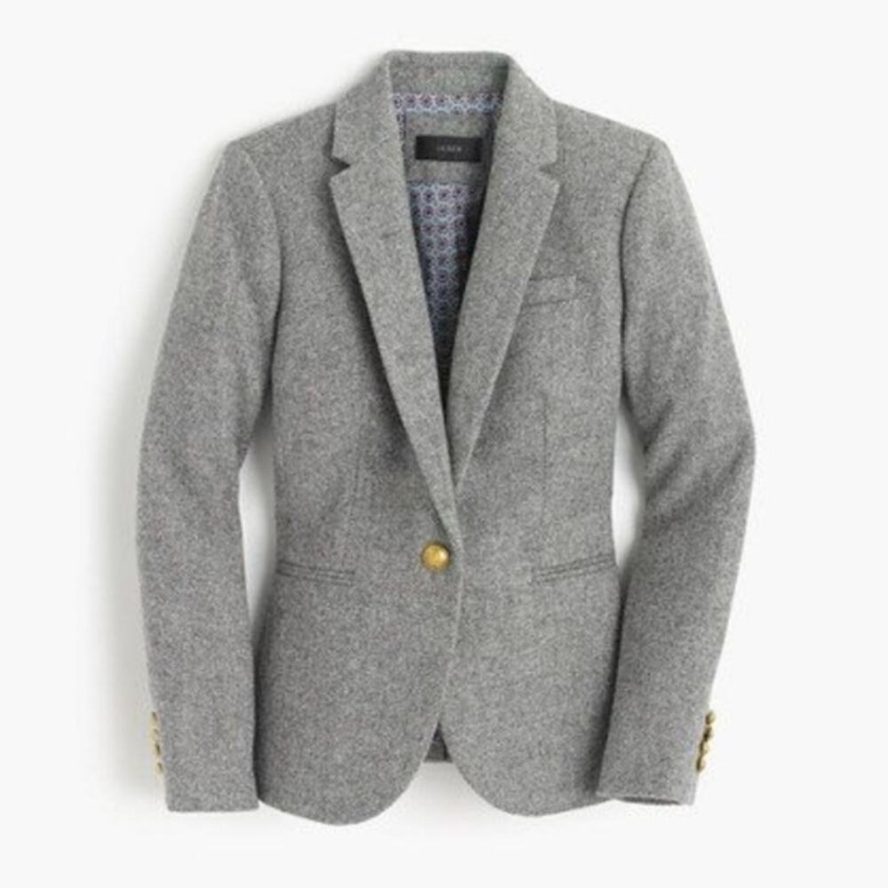 RARE J.Crew Campbell Donegal Blazer Wool Heather Graphite Sz 4 - Picture 5 of 16